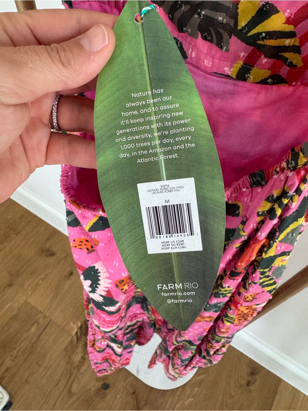 NWT FARM Rio Leopard Forrest Pink Midi Dress Size M - Picture 6 of 11